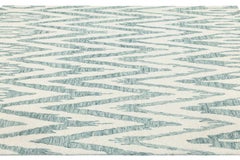 Modern Hand-Tufted Wool Area Rug with Geometric Ikat Chevron Pattern in Sage