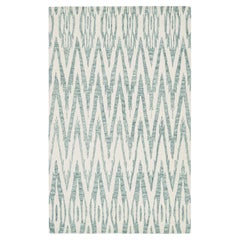 Modern Hand-Tufted Wool Area Rug with Geometric Ikat Chevron Pattern in Sage