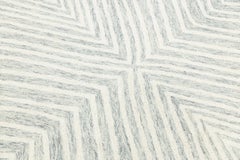 Modern Hand-Tufted Wool Area Rug with Geometric Optical Wave Design in Sage
