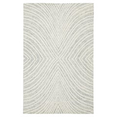 Modern Hand-Tufted Wool Area Rug with Geometric Optical Wave Design in Sage