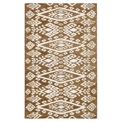 Modern Hand-Tufted Wool Area Rug with Geometric Tribal Pattern in Earthy Ochre