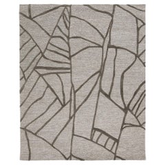 Modern Hand-Tufted Wool Rug Abstract Geometric Linear Design – Greige & Charcoal