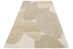 Modern Hand-Tufted Wool Rug with Abstract Organic Pebble Motif in Camel & Ivory