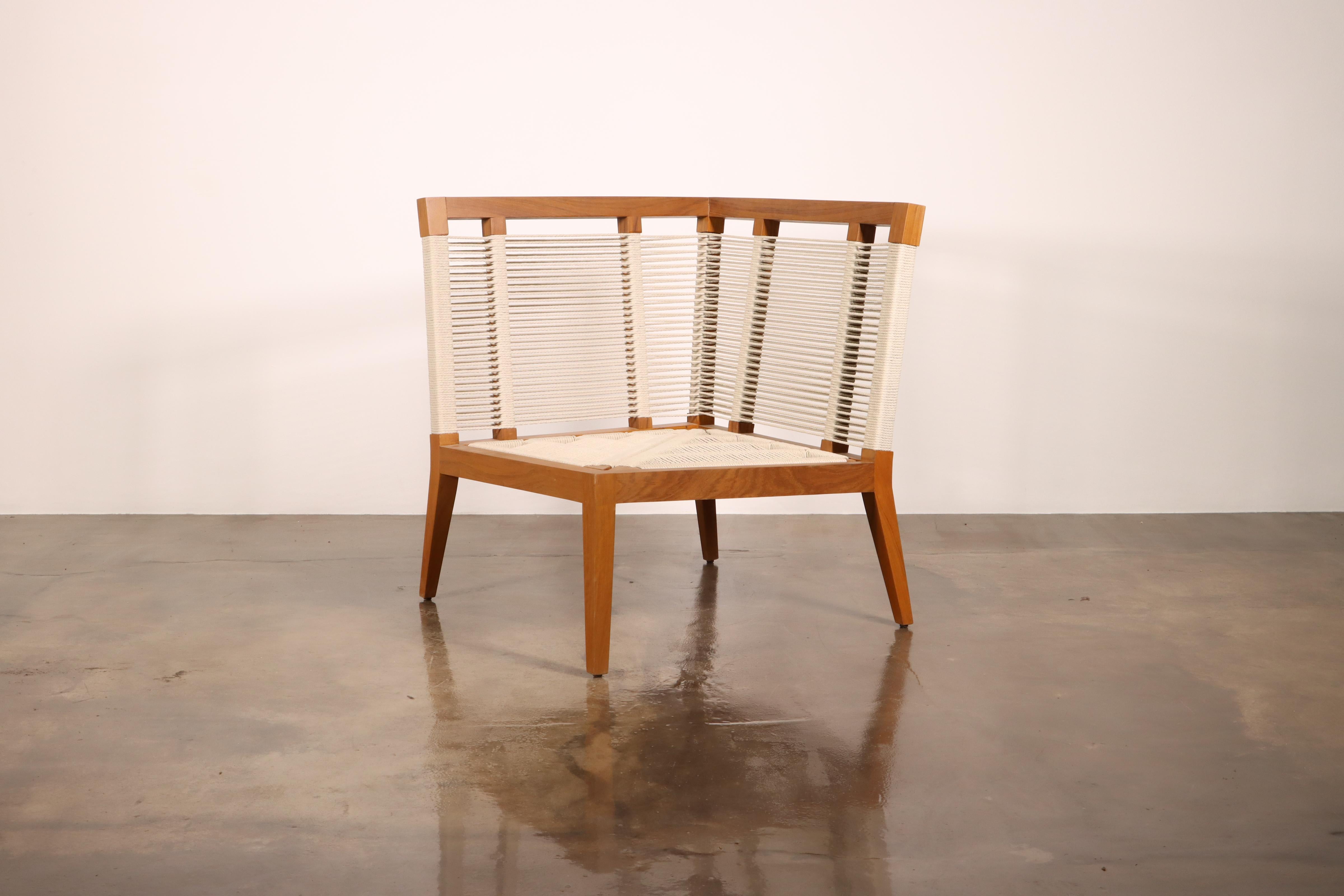 Modern Hand-Woven Cording Outdoor Banquette from Costantini 'In Stock' For Sale 1