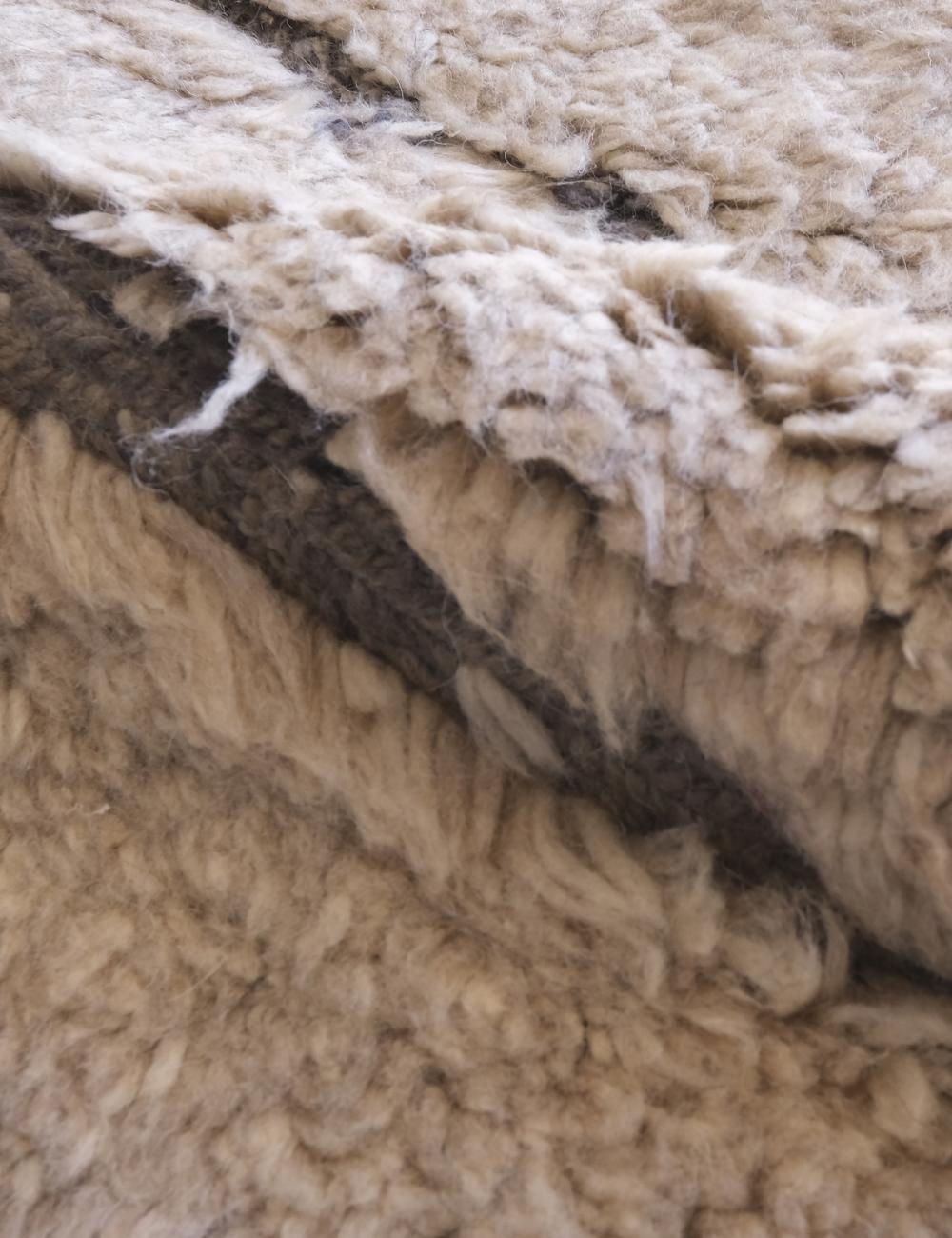 Modern Hand Woven Moroccan Neutral Textured Rug in White, Taupe and Cream Wool For Sale 2