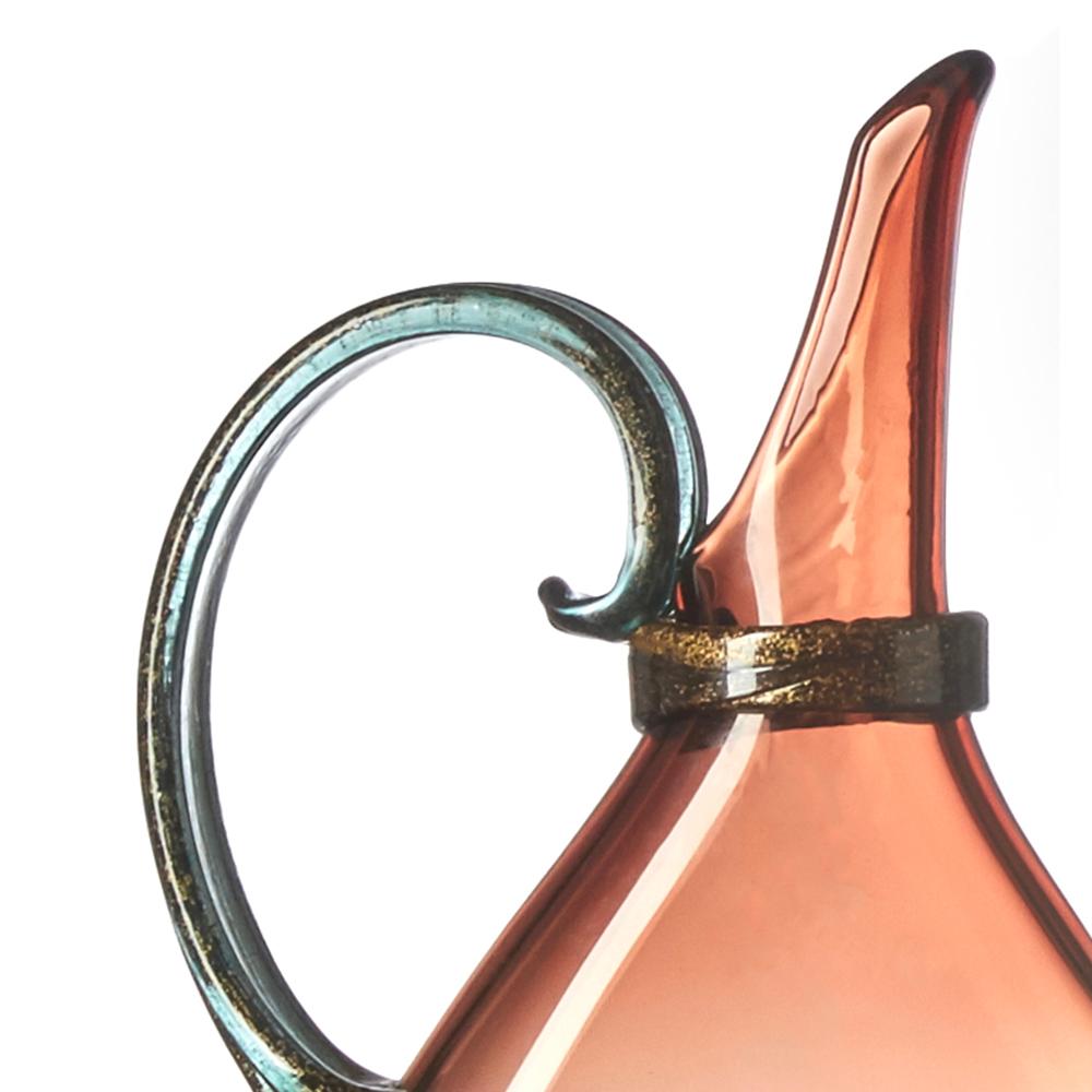 Copper tea colored handblown glass pitcher, size 