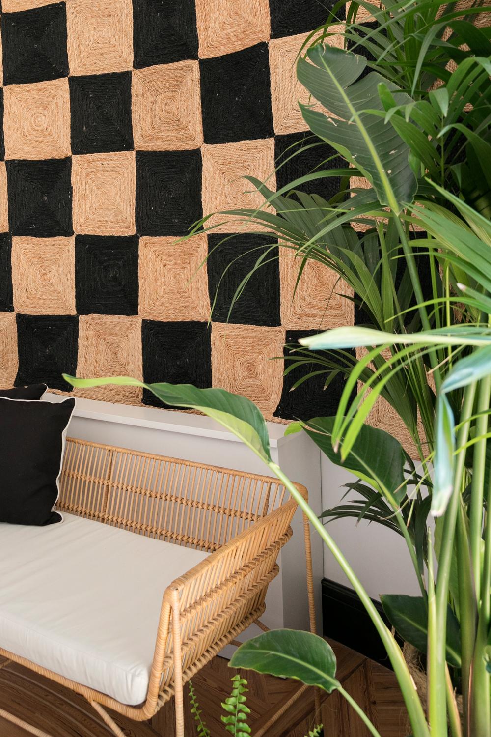 Modern Handbraided Jute Rug Black&Natural Checkers In New Condition For Sale In Madrid, ES