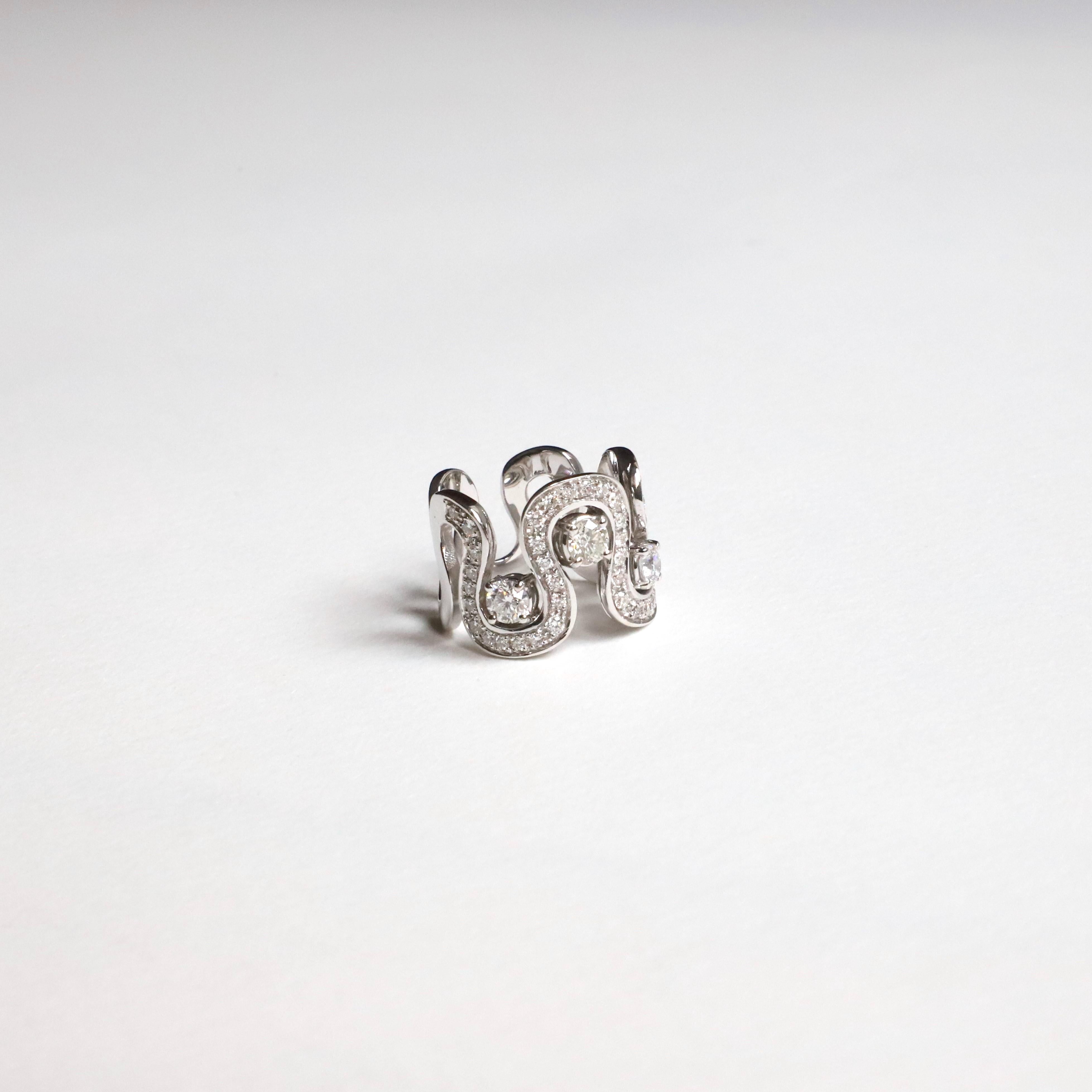 Rossella Ugolini 18K Gold 1.54 Carats White Diamond Engagement Design Ring For Sale 6