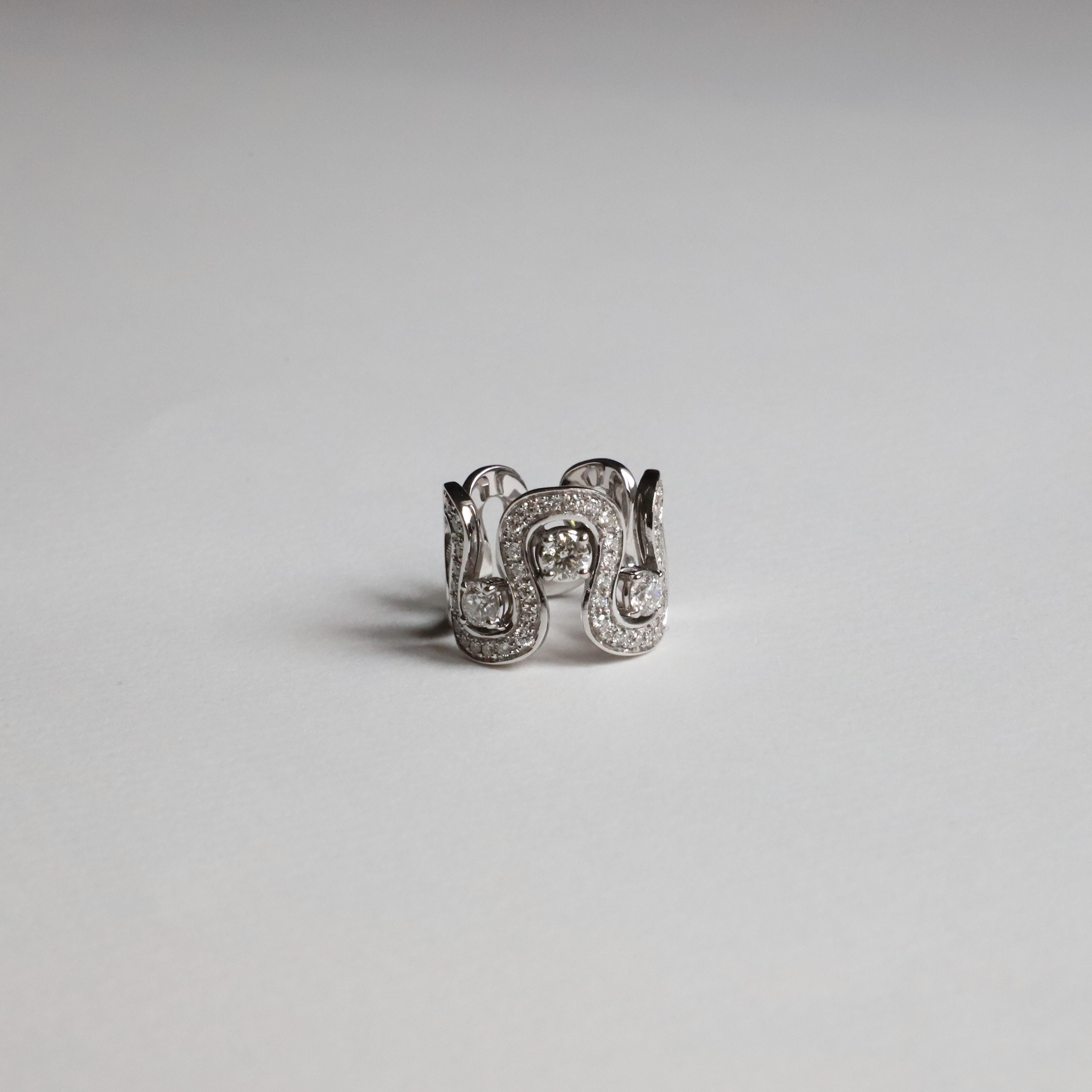 Rossella Ugolini 18K Gold 1.54 Carats White Diamond Engagement Design Ring For Sale 8