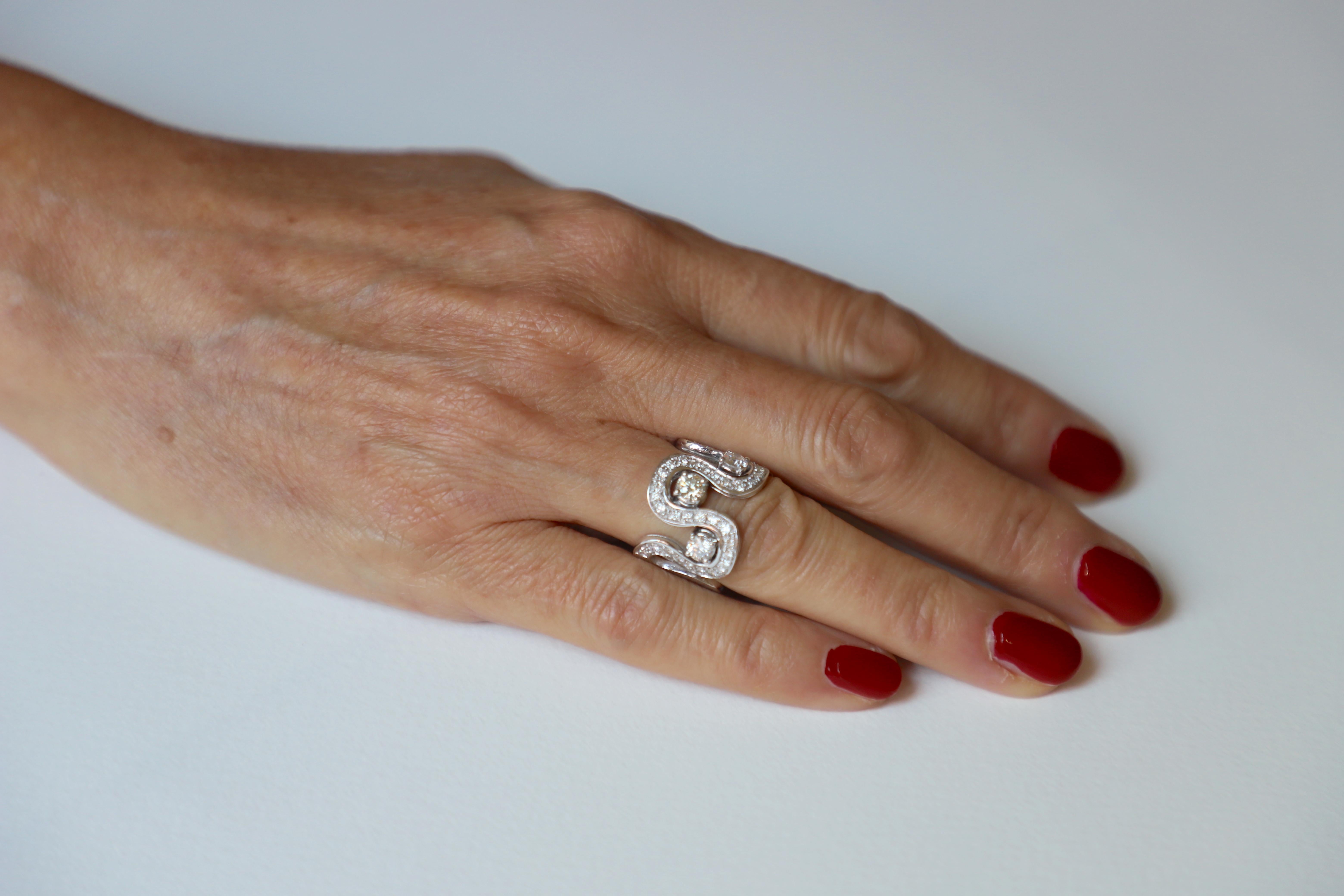 Rossella Ugolini 18K Gold 1.54 Carats White Diamond Engagement Design Ring For Sale 12