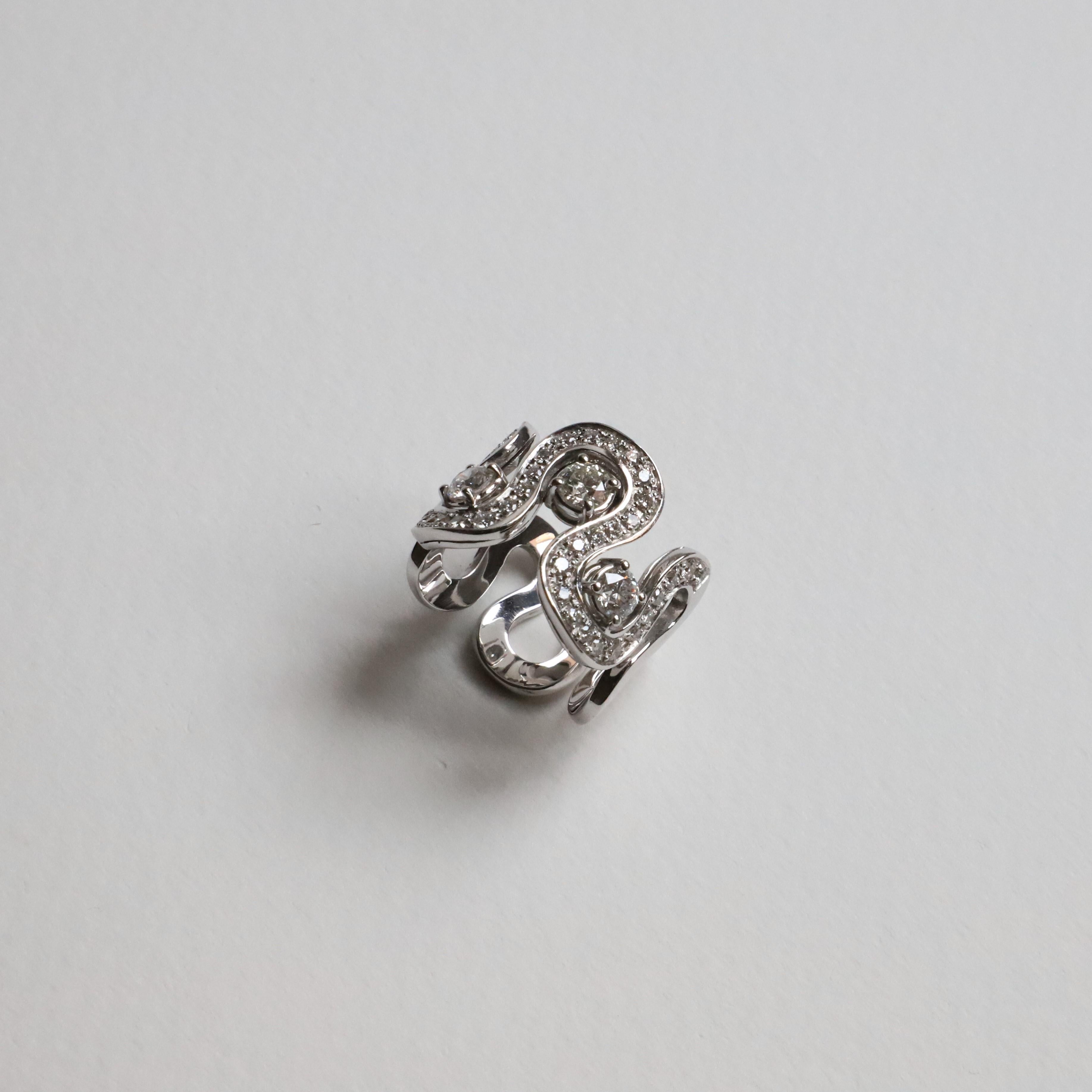 Rossella Ugolini 18K Gold 1.54 Carats White Diamond Engagement Design Ring For Sale 2