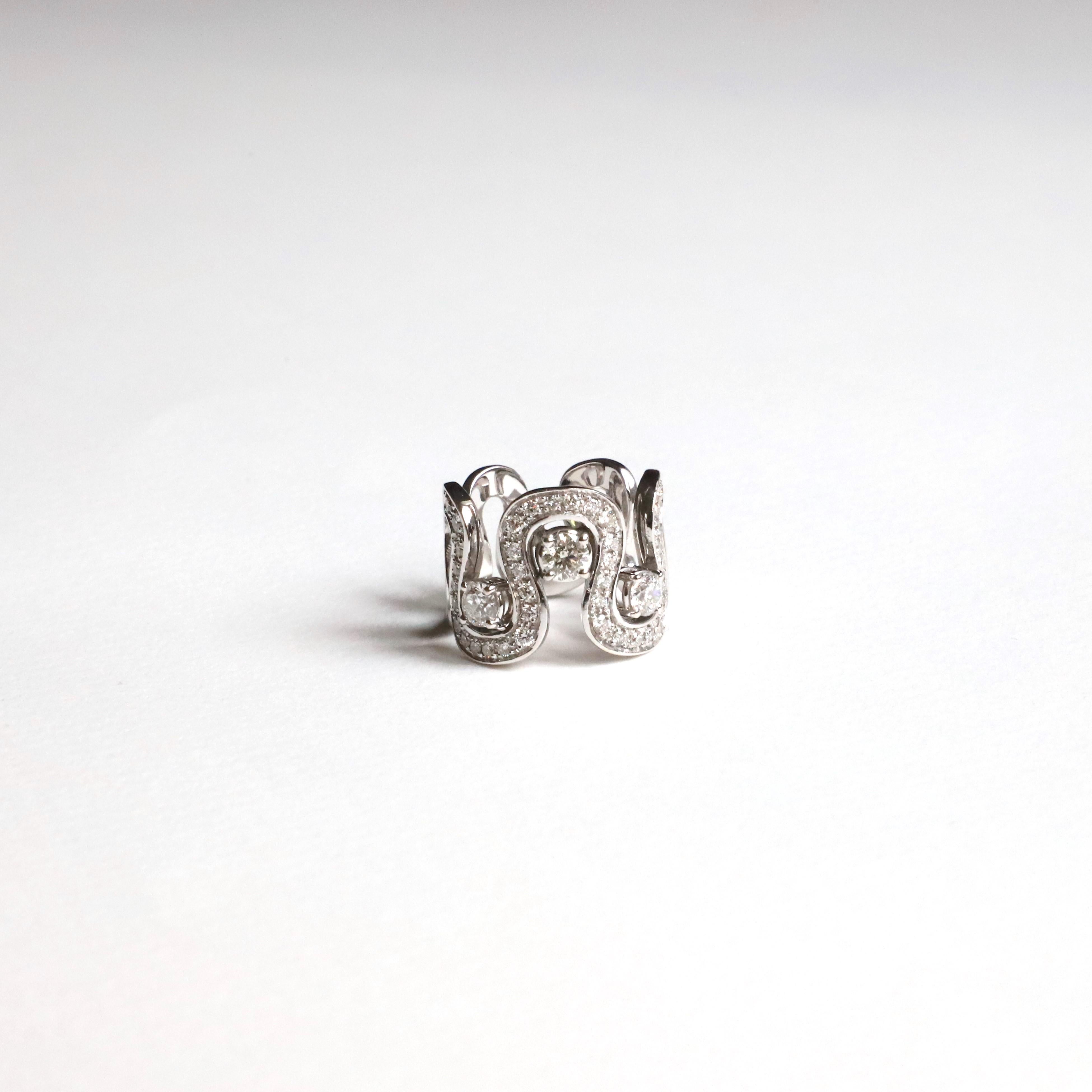 Rossella Ugolini 18K Gold 1.54 Carats White Diamond Engagement Design Ring For Sale 1
