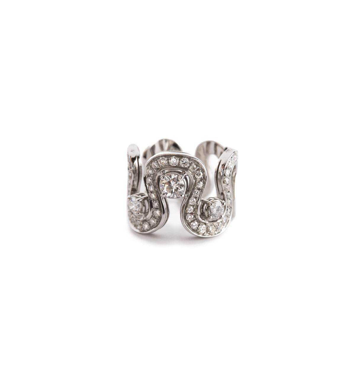 Rossella Ugolini 18K Gold 1.54 Carats White Diamond Engagement Design Ring For Sale 4