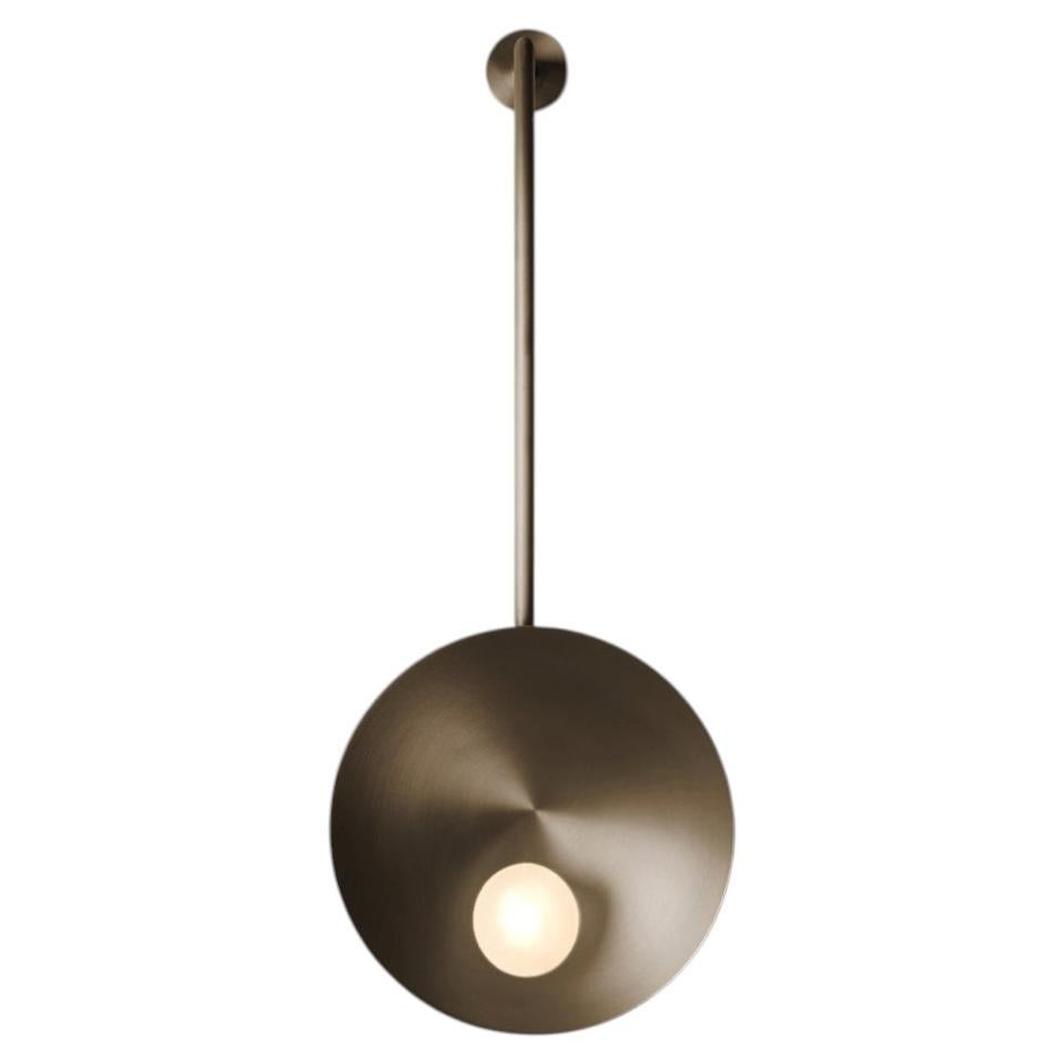Modern Handcrafted Brushed Bronze Oyster Wall Mounted Lamp With Rod by Carla Baz