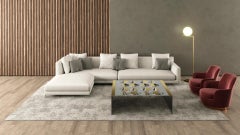 Geometric Coffee Table Metal Stainless Steel Brass glass on top Moon