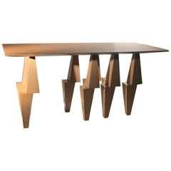 Geometric Pyramid Console Table White Oak Wood by Ana Volante 