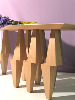 Geometric Pyramid Console Table White Oak Wood by Ana Volante