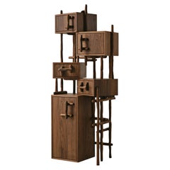 Modern Handcrafted Freestanding Vertical Walnut Cabinet Onno Adriaanse Dilmos