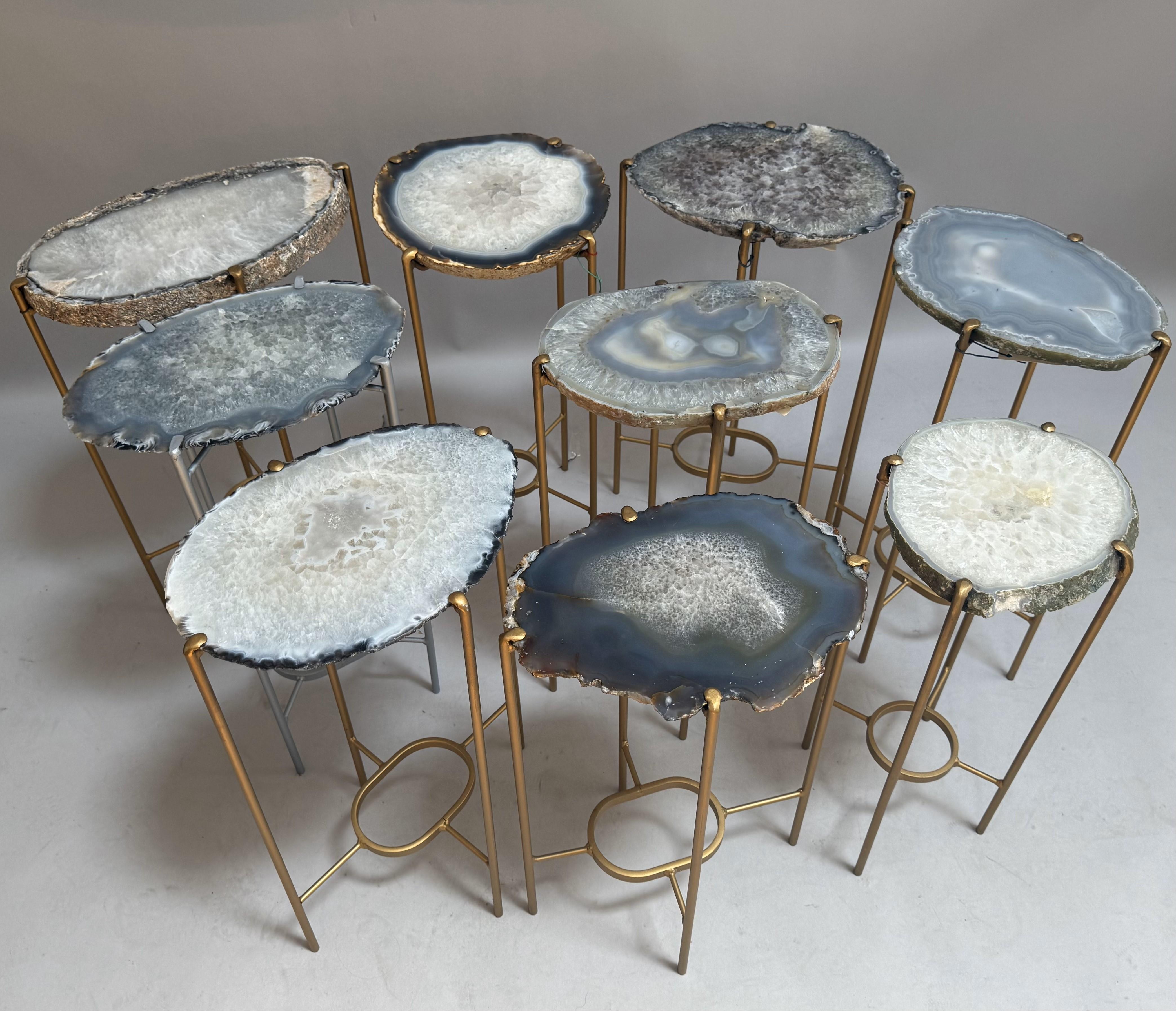 Stainless Steel Modern Handcrafted Geode Drinks Table by Hastening Designs For Sale