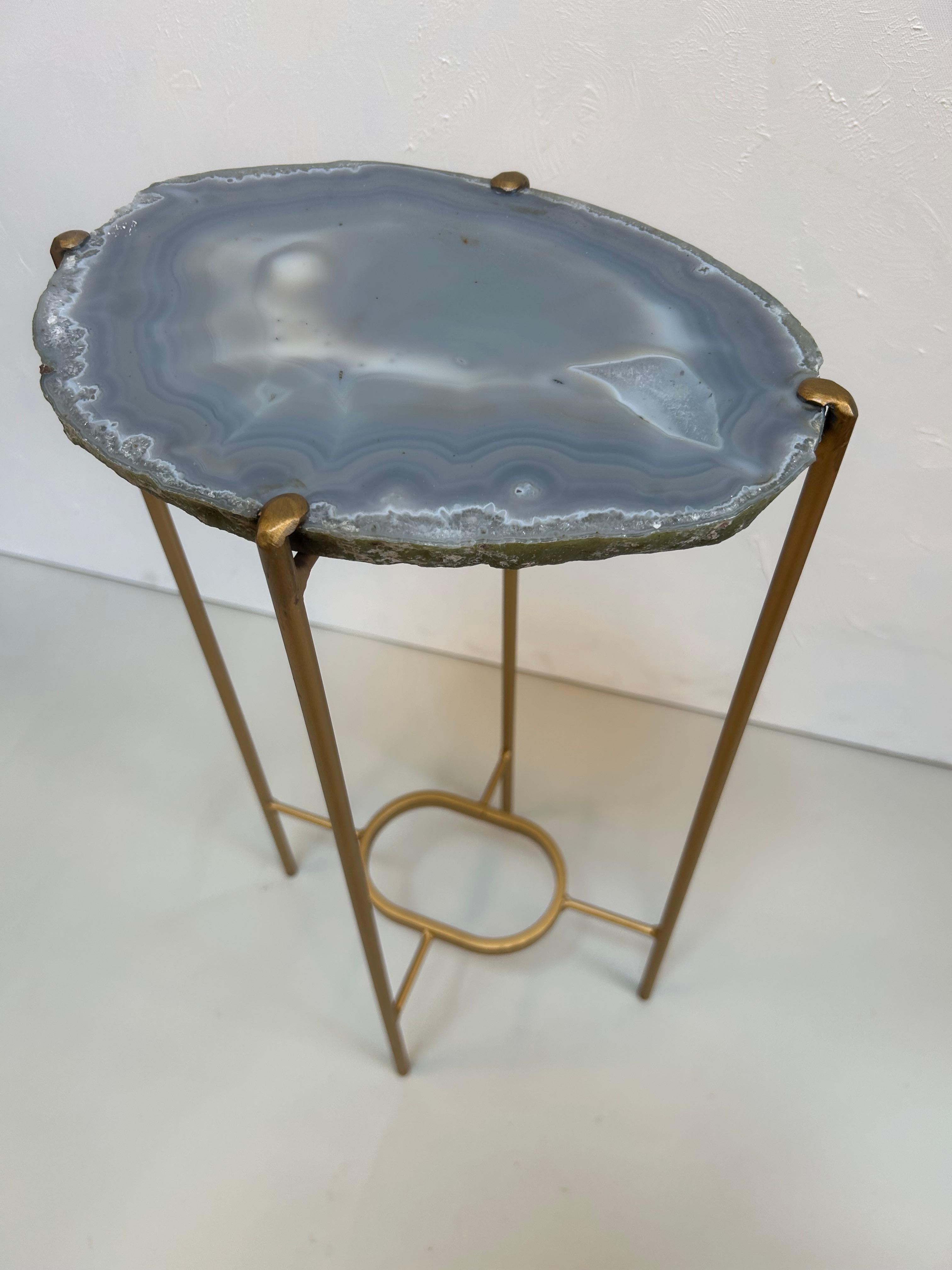 Gilt Modern Handcrafted Geode Drinks Table by Hastening Designs For Sale