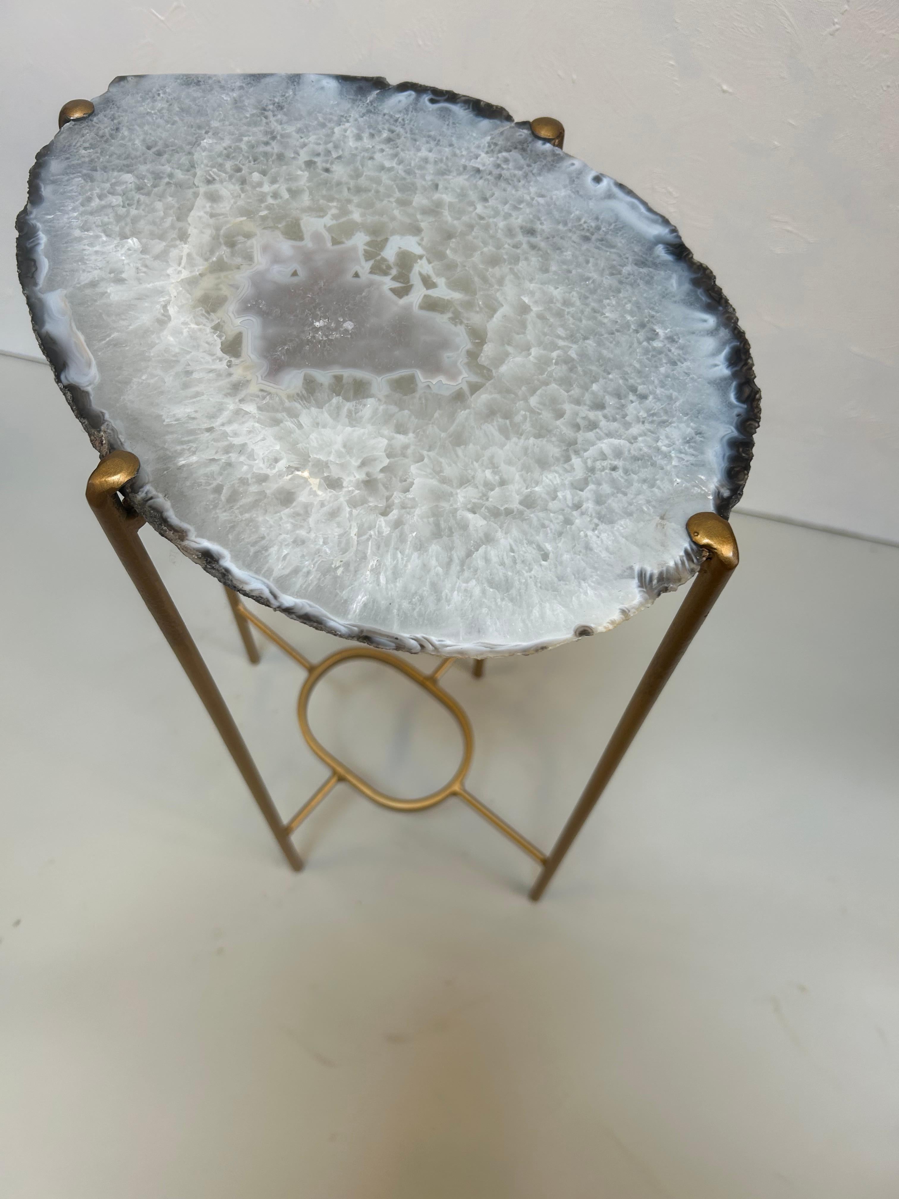 Gilt Modern Handcrafted Geode Drinks Table by Hastening Designs For Sale