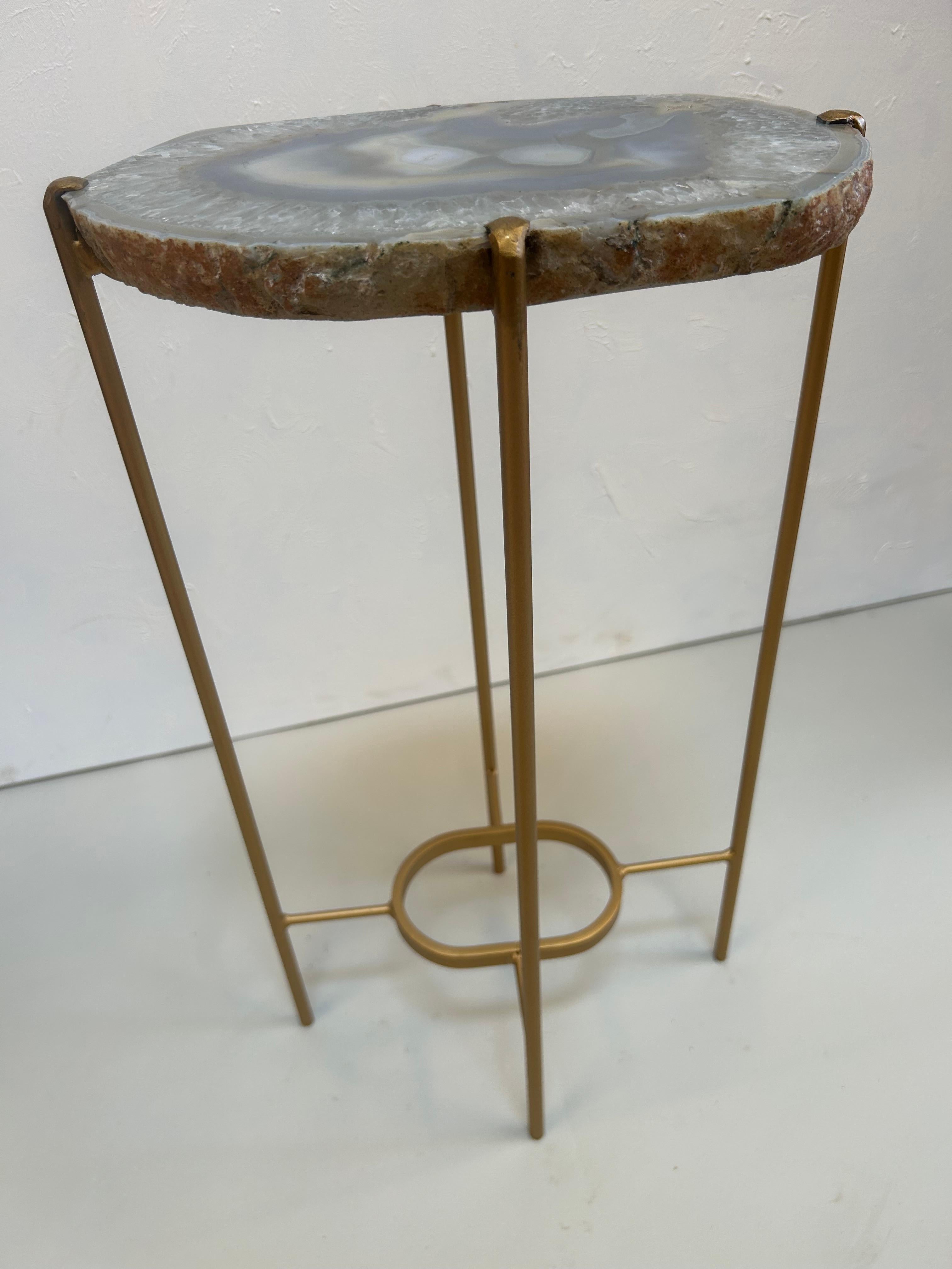 Gilt Modern Handcrafted Geode Drinks Table by Hastening Designs For Sale