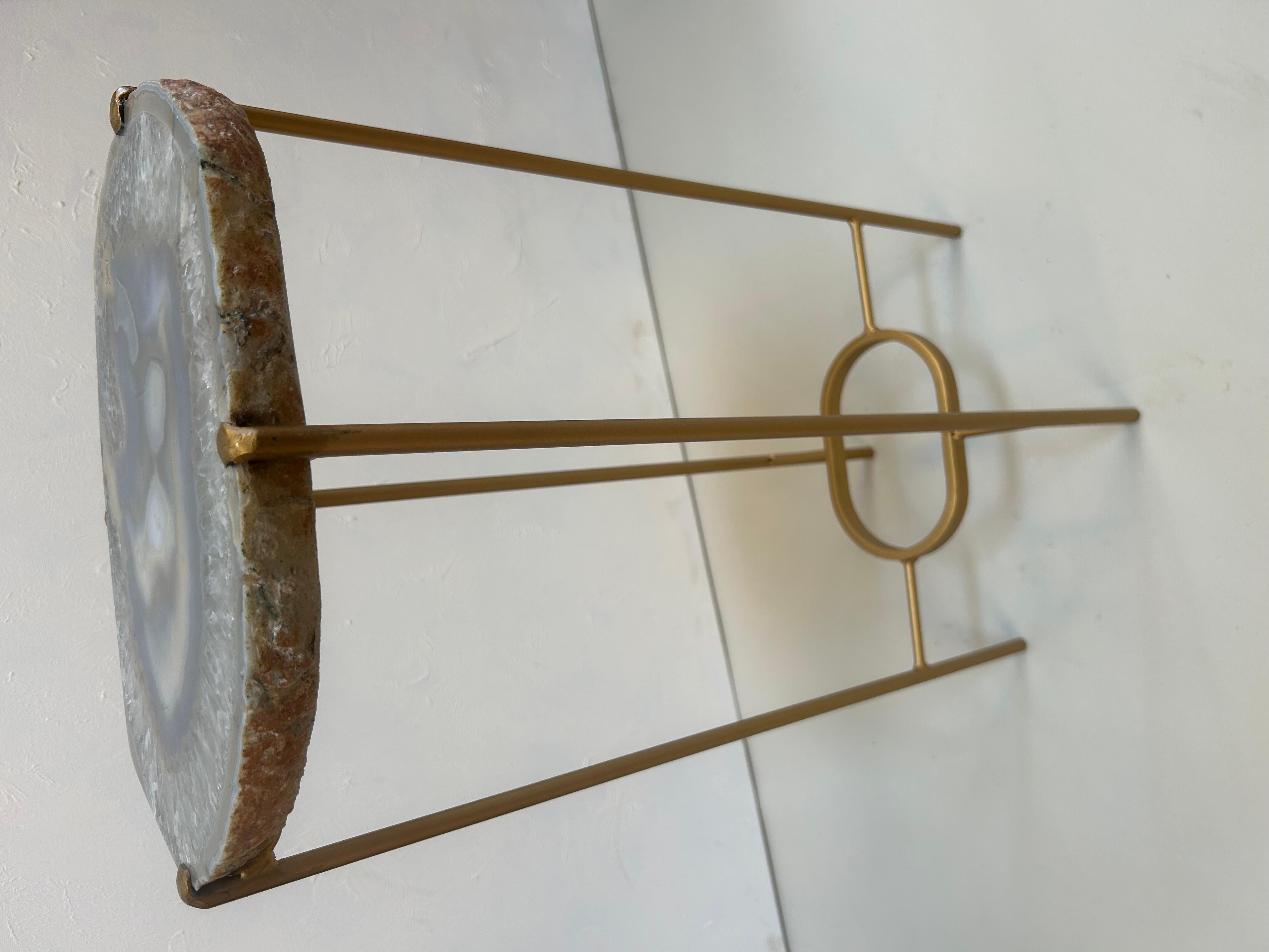 Gilt Modern Handcrafted Geode Drinks Table For Sale