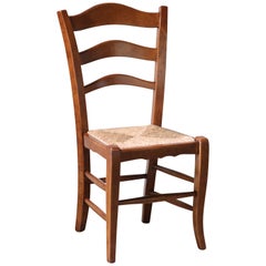 Modern, Handcrafted Italian Oak, Ladder Back Rush Seating Dining Chairs, Eight