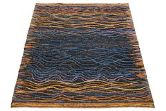 Modern HandCrafted Moroccan Style Wool Rug With Multicolor Abstract Design