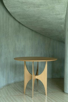 Tavolino geometrico rotondo Wood Wood Wood bianco Ottone Metallo Acciaio inossidabile