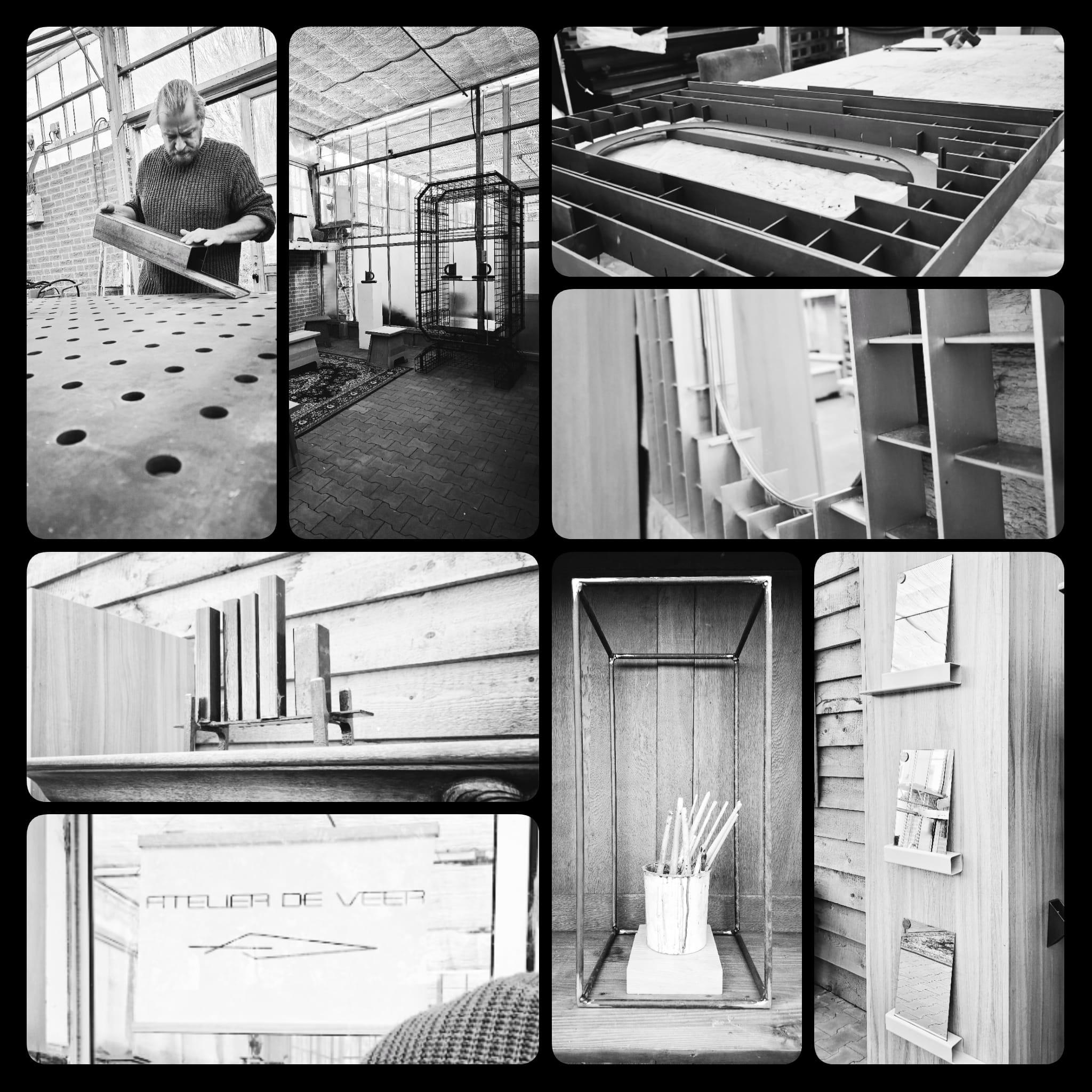 Acciaio Moderna cassa artigianale in acciaio con ripiani fluttuanti in vetro Design olandese fatto a mano in vendita