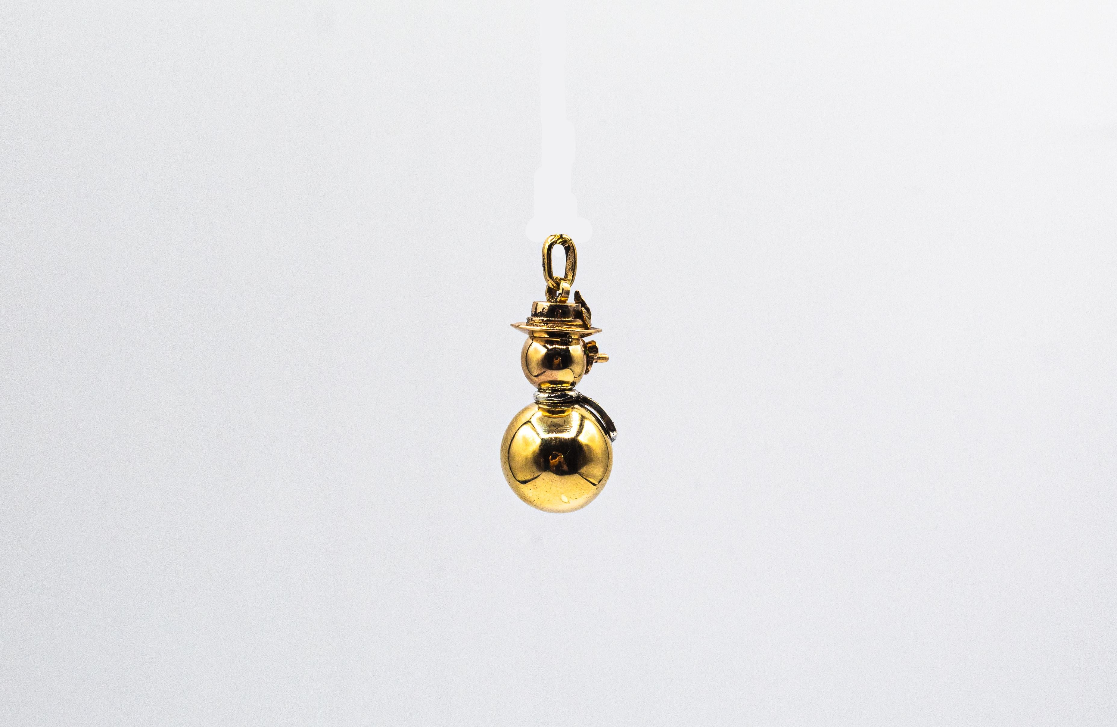Modern Handcrafted White Diamond Emerald Yellow Gold 