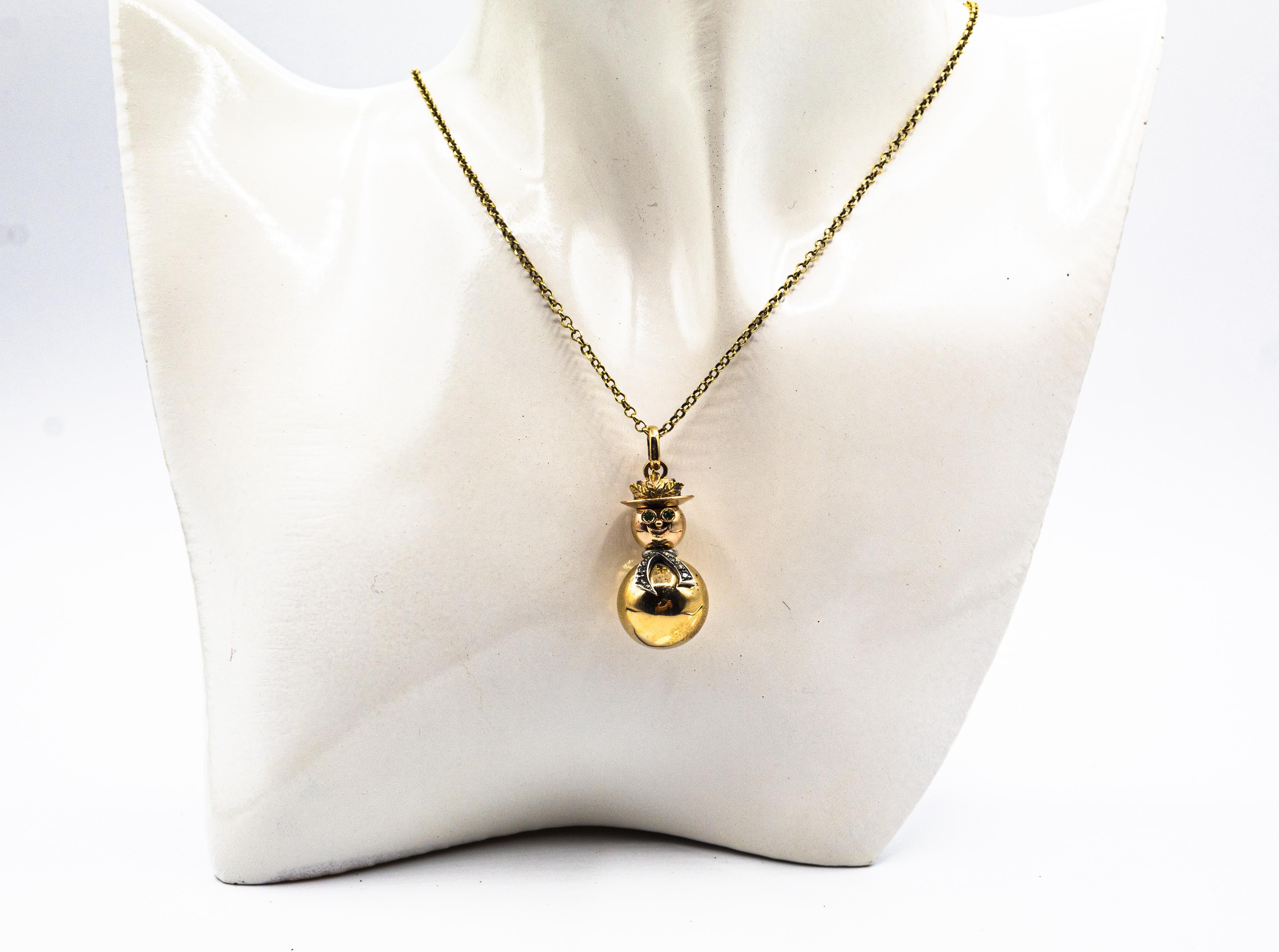 Modern Handcrafted White Diamond Emerald Yellow Gold 