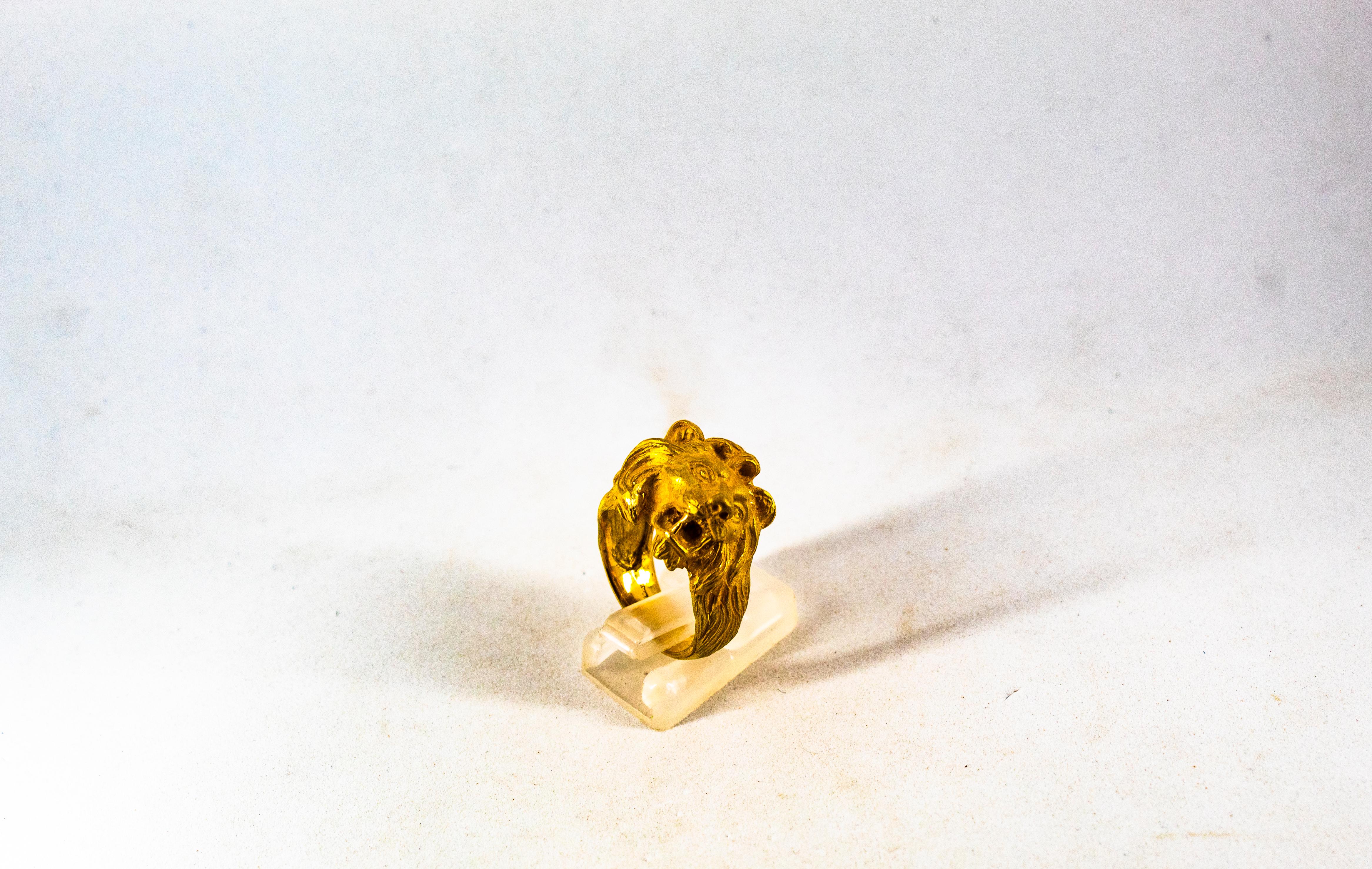 Bague cocktail moderne en or jaune « Lion » fabriquée à la main en vente 5