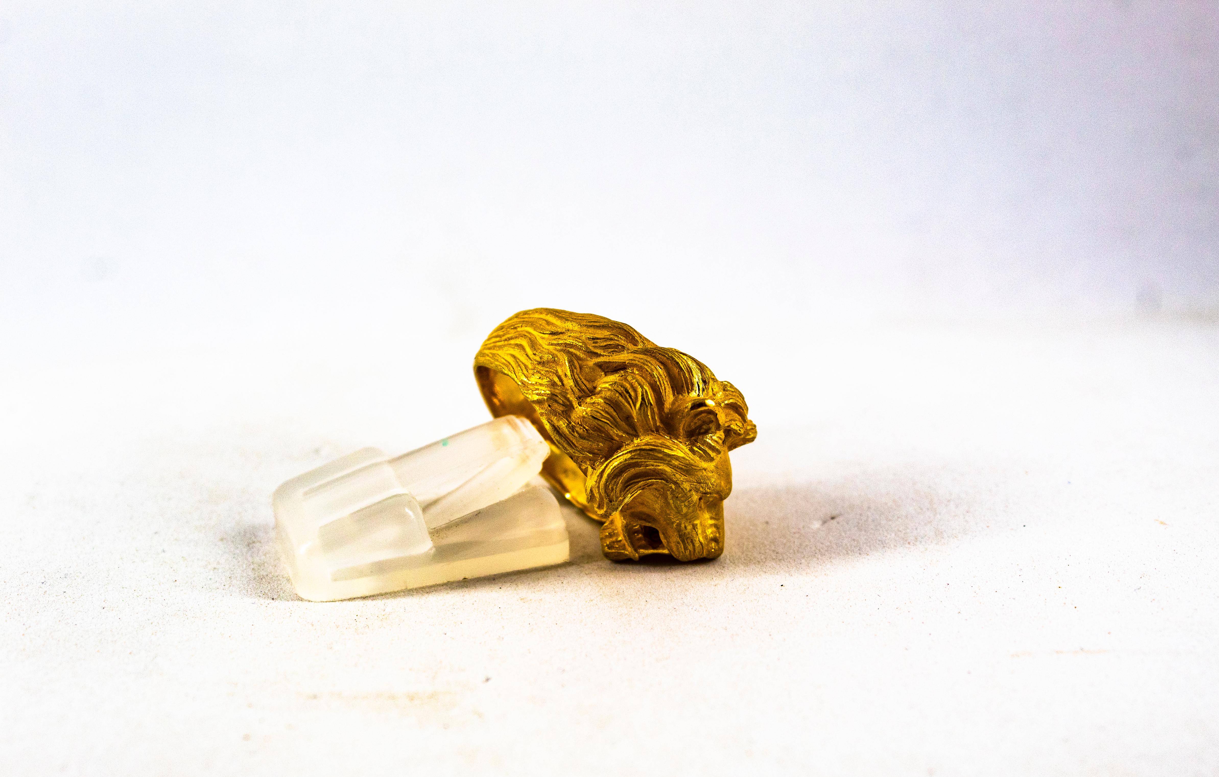 Bague cocktail moderne en or jaune « Lion » fabriquée à la main en vente 8