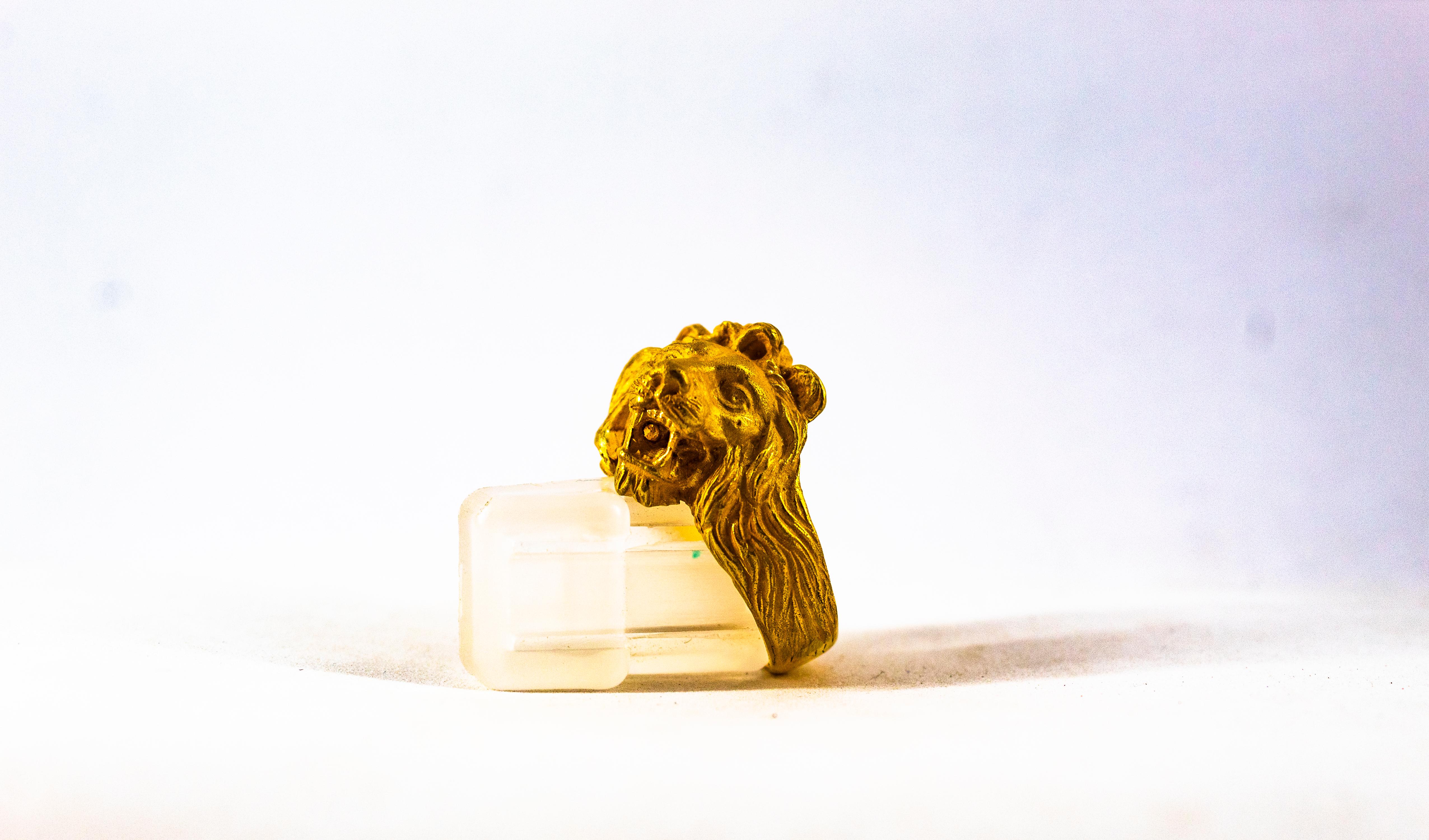 Bague cocktail moderne en or jaune « Lion » fabriquée à la main en vente 14