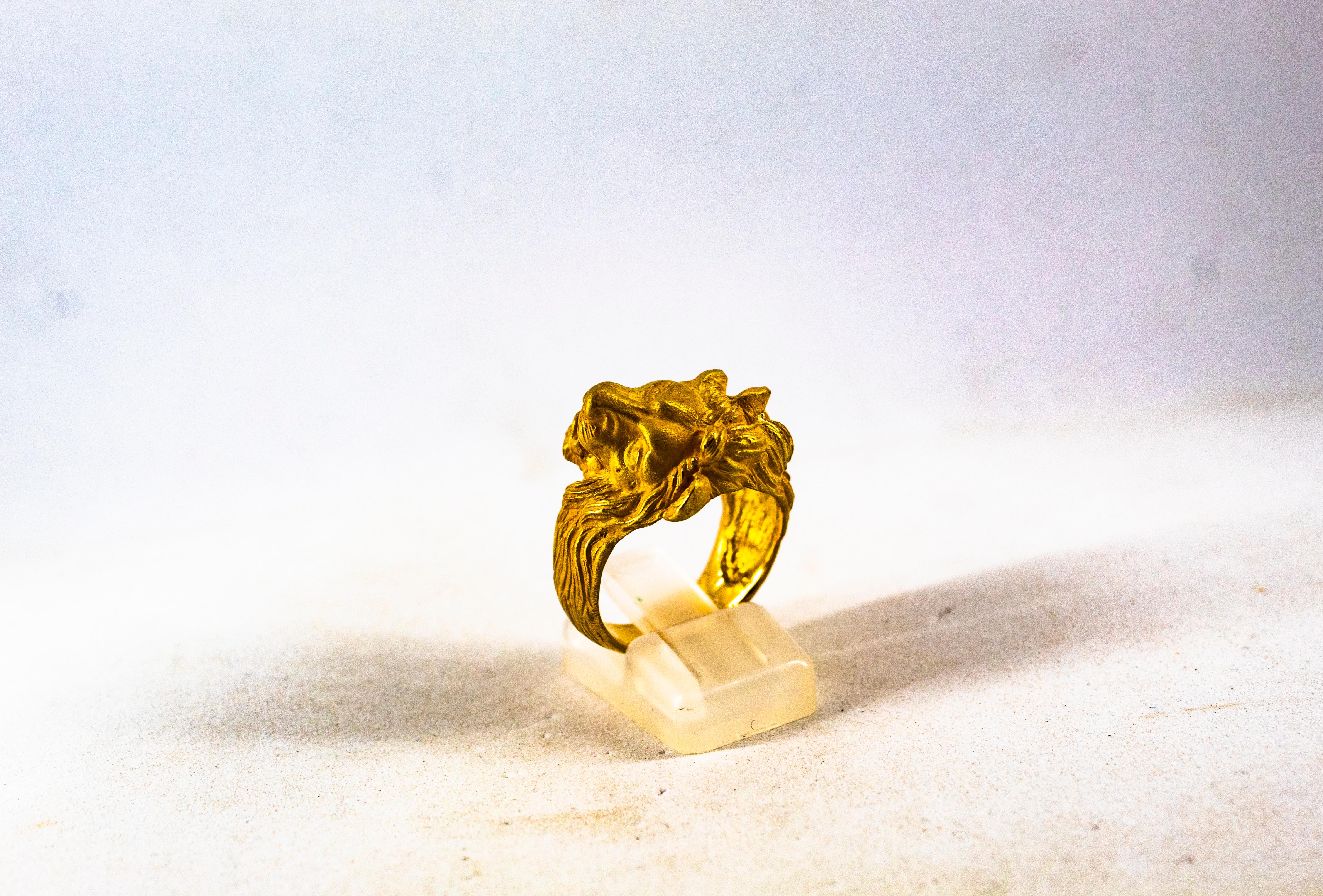 Bague cocktail moderne en or jaune « Lion » fabriquée à la main en vente 1