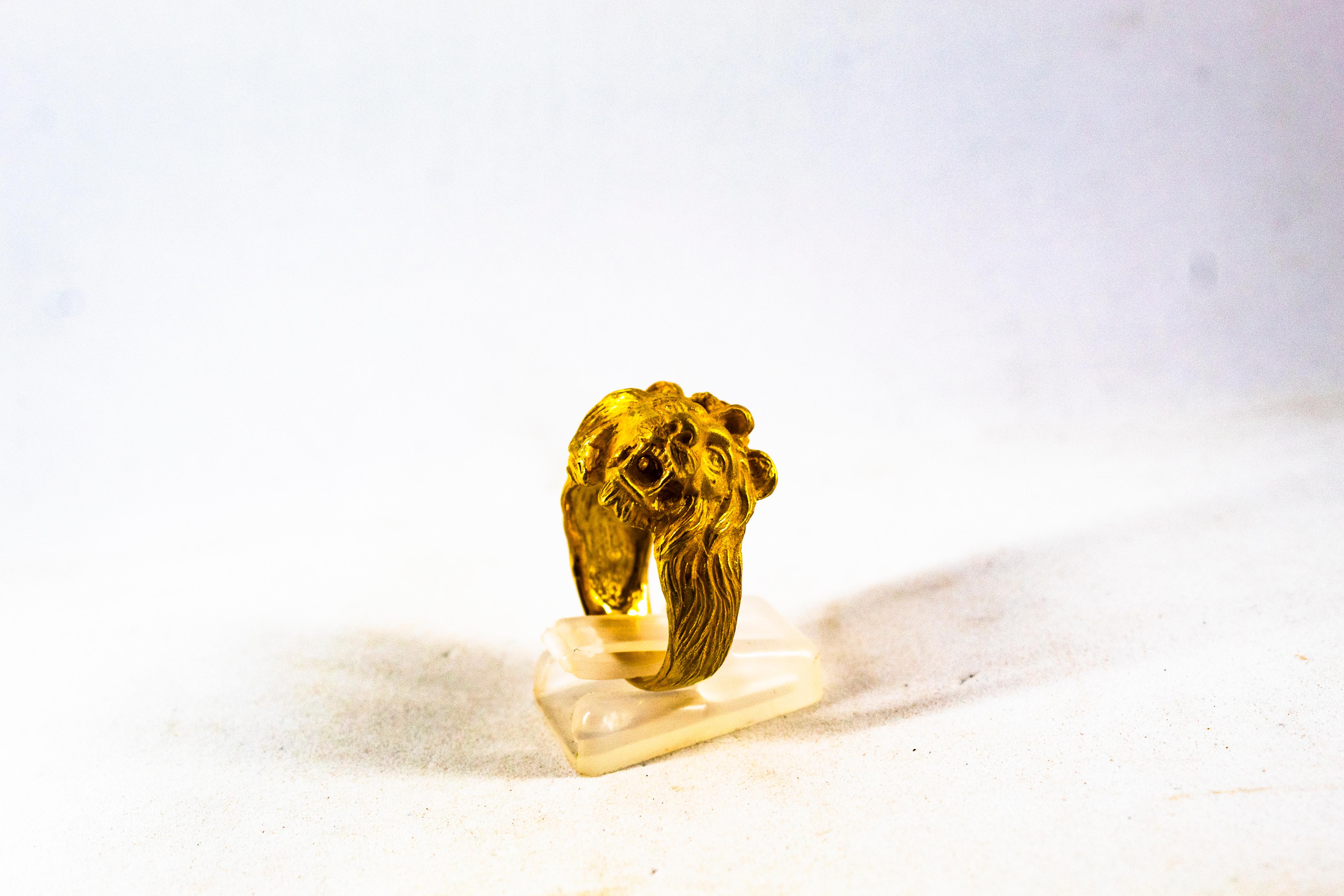 Bague cocktail moderne en or jaune « Lion » fabriquée à la main en vente 3