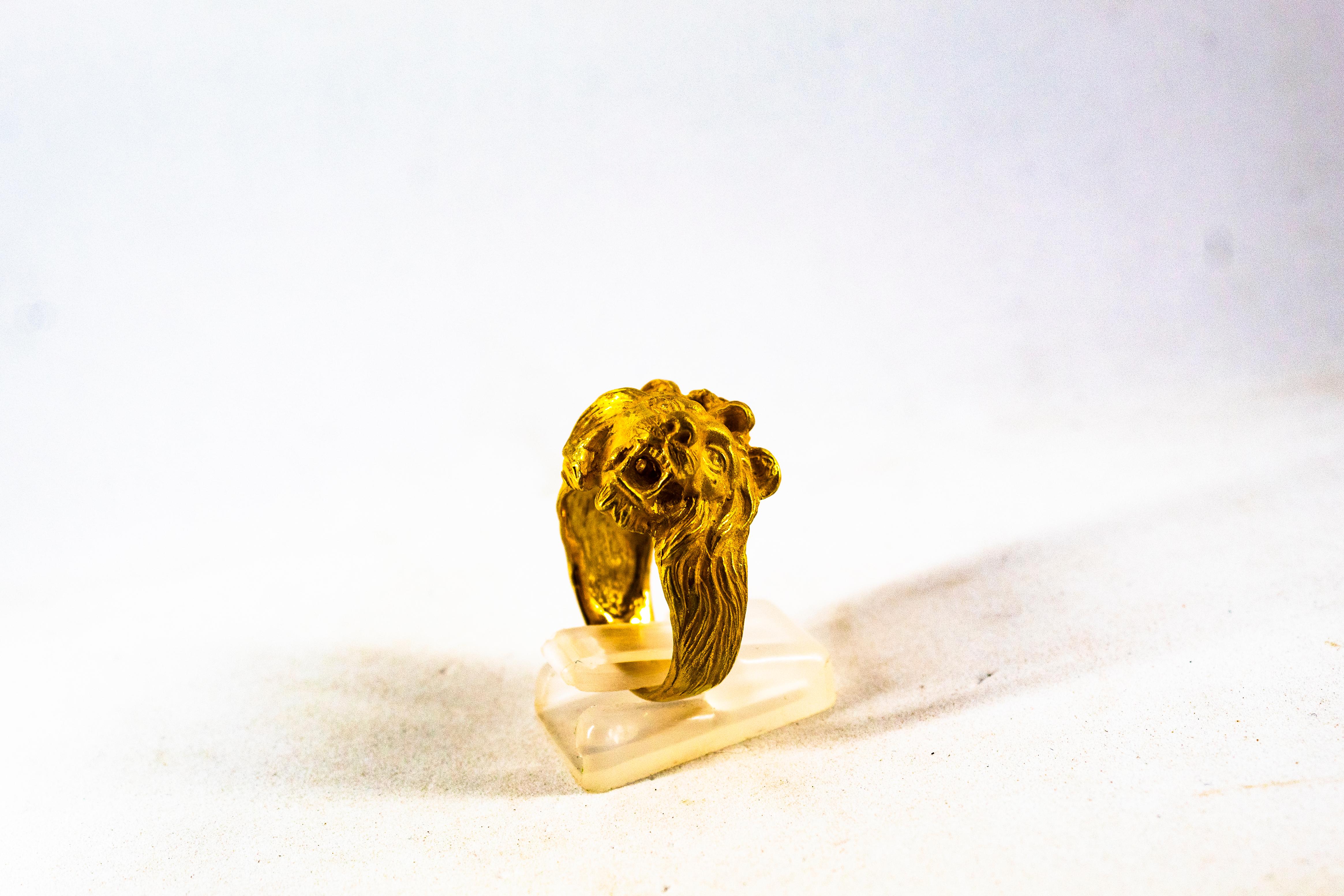Bague cocktail moderne en or jaune « Lion » fabriquée à la main en vente 4