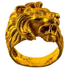 Bague cocktail moderne en or jaune « Lion » fabriquée à la main