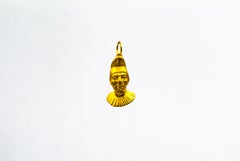 Modern Handcrafted Yellow Gold "Pulcinella Mask" Pendant Necklace
