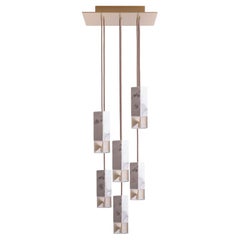 Suspension Lamp 6 Light Chandelier Calacatta Marble Handmade by Formaminima