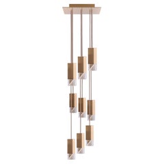 Ceiling Lamp 9 Light Chandelier Golden Brass Handmade in Italy by Formaminima