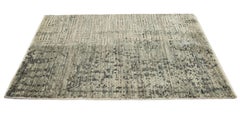 Modern Handmade Abstract Custom Beige & Gray Wool Rug