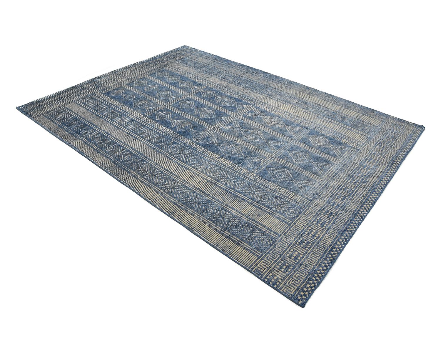 One of a Kind Contemporary Hand Loomed Area Rug, Denim In New Condition In Norwalk, CT
