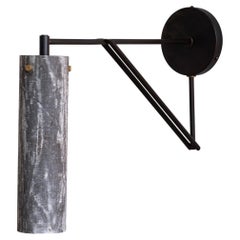 Modern Handmade Armed Sconce Linen Micarta, Blackened Brass by Mutuus Studio