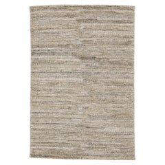 Modern Handmade Beige Abstract Custom Wool Rug
