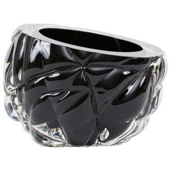 Modern Handmade Black Glass 
Cut
 Vase Made in Brooklyn