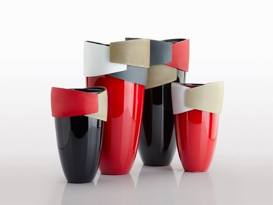 Italian Modern Handmade Black Murano Glass Vase 