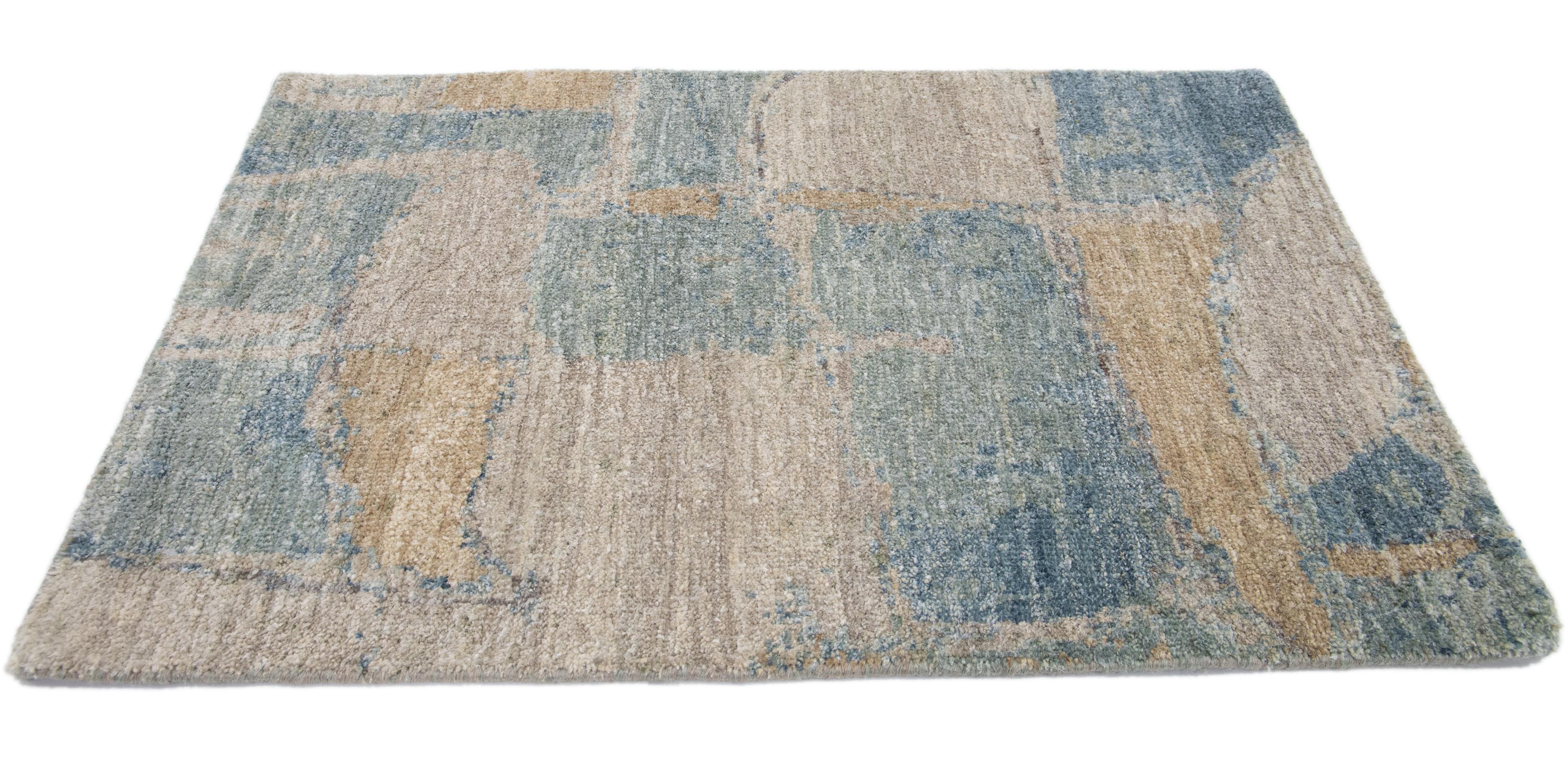 Apadana's Modern custom rug. Custom sizes and colors made-to-order. 

Material: Wool & Silk
Techniques: Hand-knotted
Style: Modern- Abstract
Lead time: Approx. 15-16 wks available 
Colors: As shown, other custom colors are available. 
Origen: India
